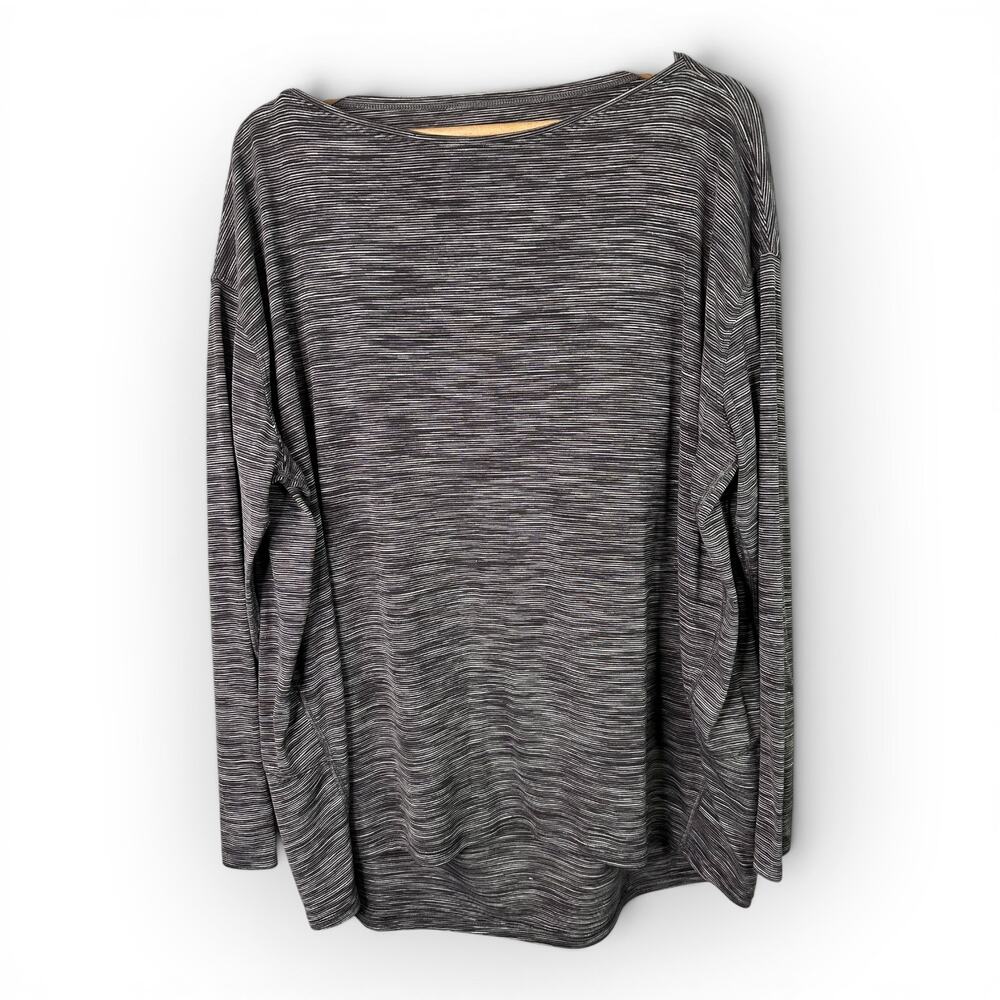 Lululemon Back in Action Long Sleeve Nulu Wee Are From Space Grey Stripe Plus 1X